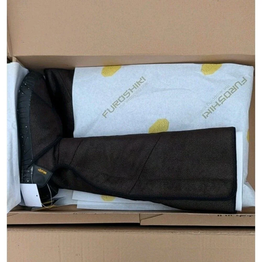Vibram Furoshiki Shearling High Boots Womens 38-39 US 7-8 Dark Brown Wrap NEW